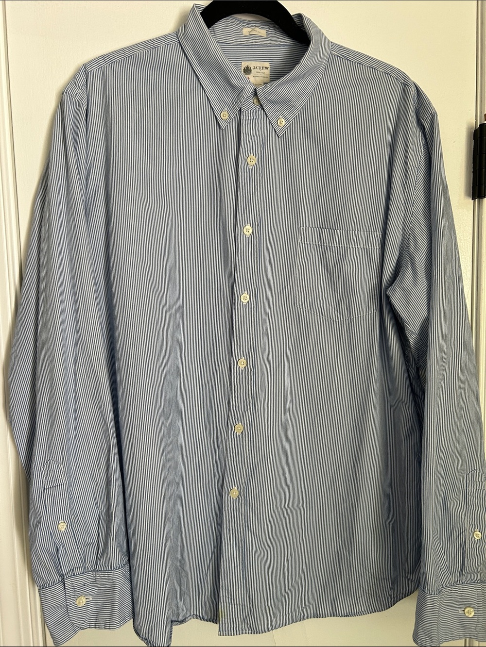 J.Crew Men's Light Blue Striped Button-Down Shirt